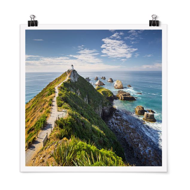 Beach canvas art Nugget Point Lighthouse And Sea New Zealand