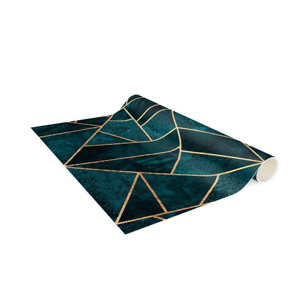 Modern rugs Dark Turquoise With Gold