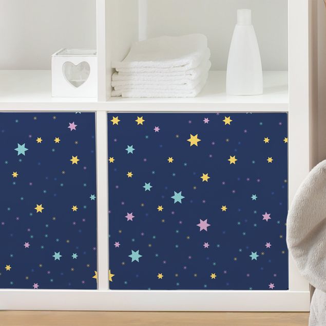 Adhesive films for furniture patterns Nightsky Children Pattern With Colourful Stars
