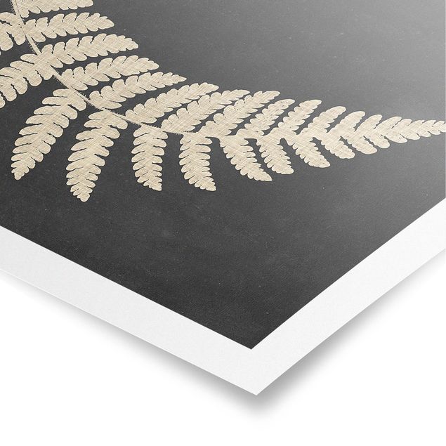 Grey canvas wall art Fern With Linen Structure IV