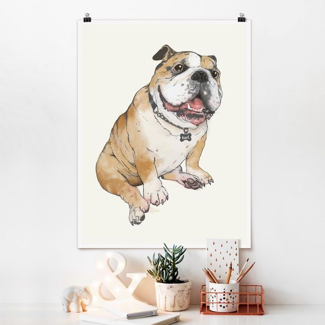 Kitchen Illustration Dog Bulldog Painting