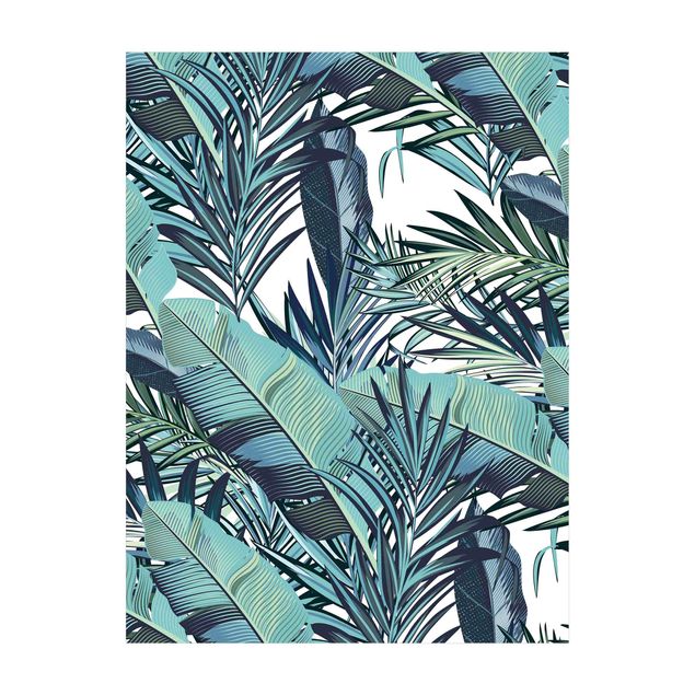 jungle nursery rug Turquoise Leaves Jungle Pattern