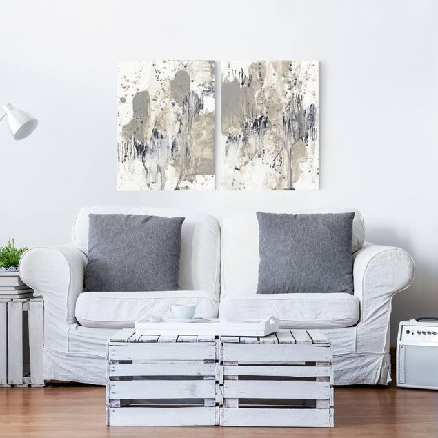 Abstract canvas wall art Tribute To Taupe Set I