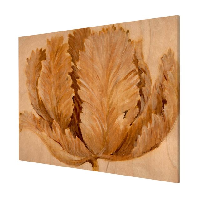 Flower print Sepia Tulip On Wood II
