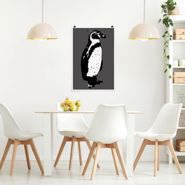 Poster black white No.TA5 Penguin