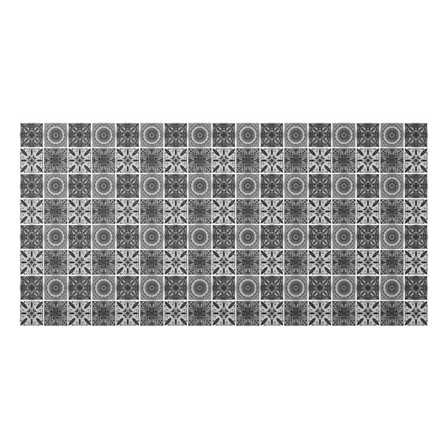 Glass splashback art print Oriental Mandala Pattern Mix In Black With Glitter Look