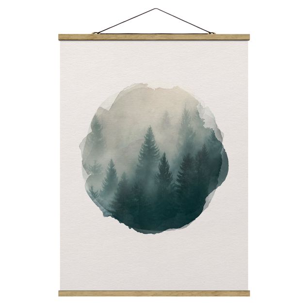 Prints modern WaterColours - Coniferous Forest In Fog