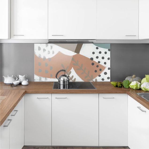 Glass splashback abstract Carnival Of Shapes In Salmon I