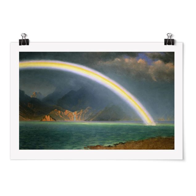 Romantic style art Albert Bierstadt - Rainbow over the Jenny Lake, Wyoming