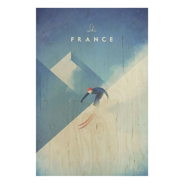 Wood prints landscape Travel Poster - Ski In France