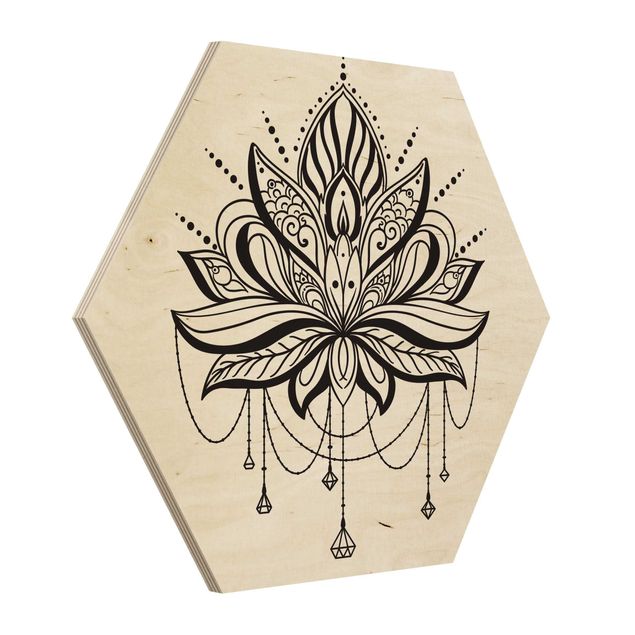 Prints on wood Lotus With Chains