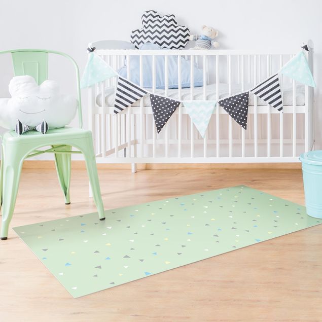 Nursery decoration Colourful Drawn Pastel Triangles On Green