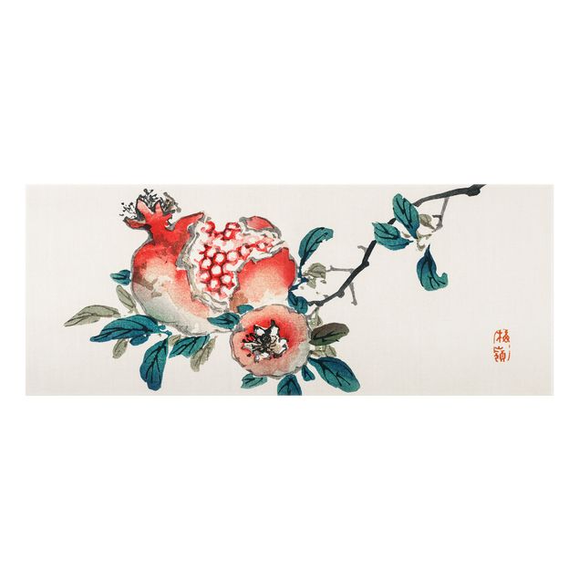 Glass splashback Asian Vintage Drawing Pomegranate
