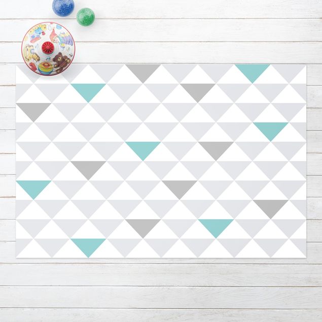 Outdoor rugs No.YK64 Triangles Gray White Turquoise