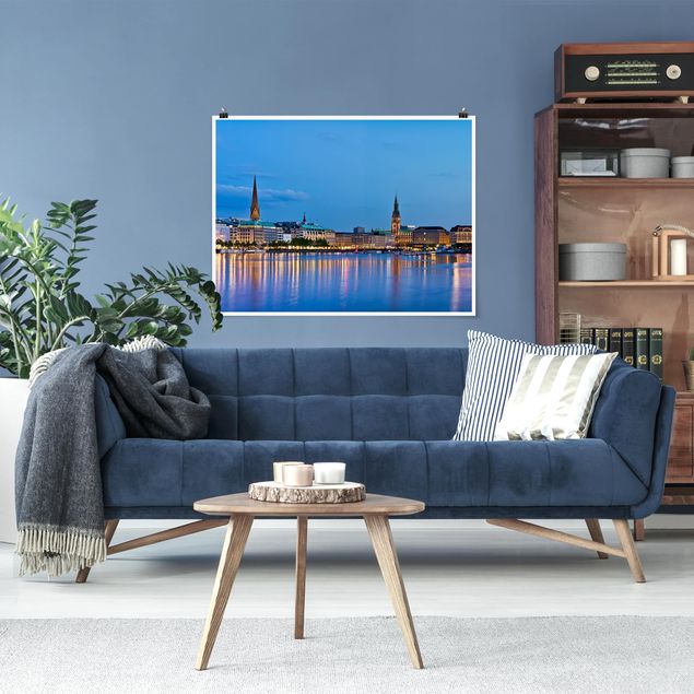 Modern art prints Hamburg Skyline