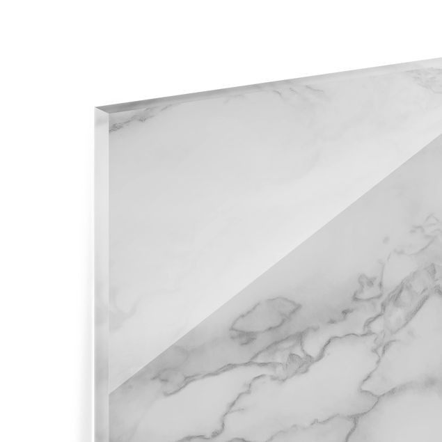 Glass Splashback - Marble Look Black And White - Panoramic