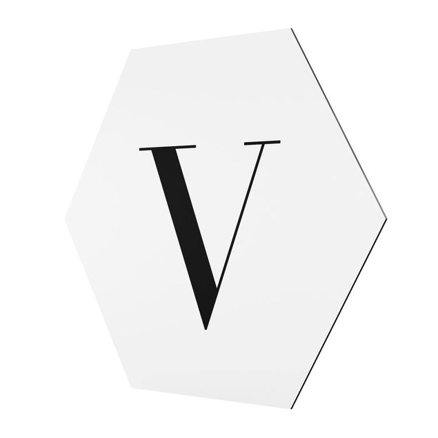Hexagon photo prints Letter Serif White V