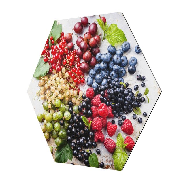Hexagonal prints Mixture Of Berries On Metal