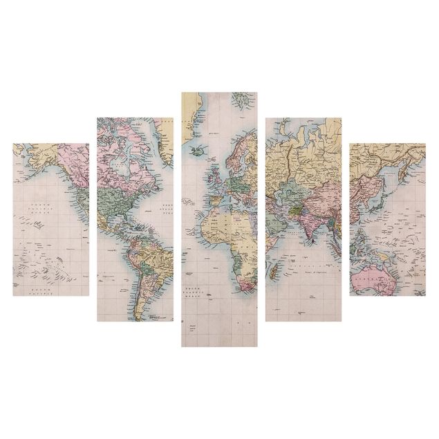Printable world map Vintage World Map Around 1850