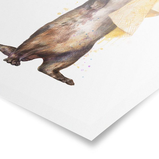 Prints brown Illustration Otter With Towel Painting White
