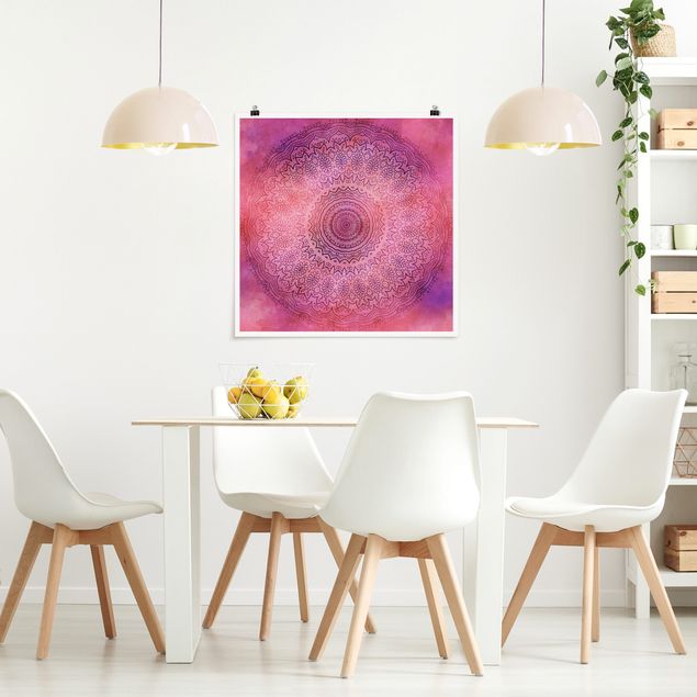 Art prints Watercolour Mandala Light Pink Violet