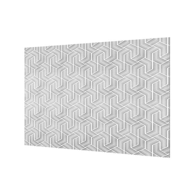Splashback - 3D Pattern With Stripes In Silver - Landscape format 3:2