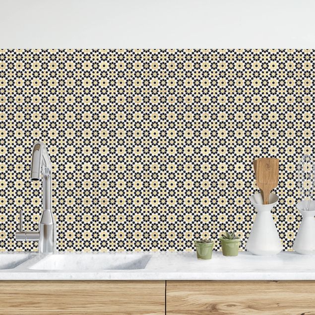Kitchen Oriental Patterns With Golden Flowers