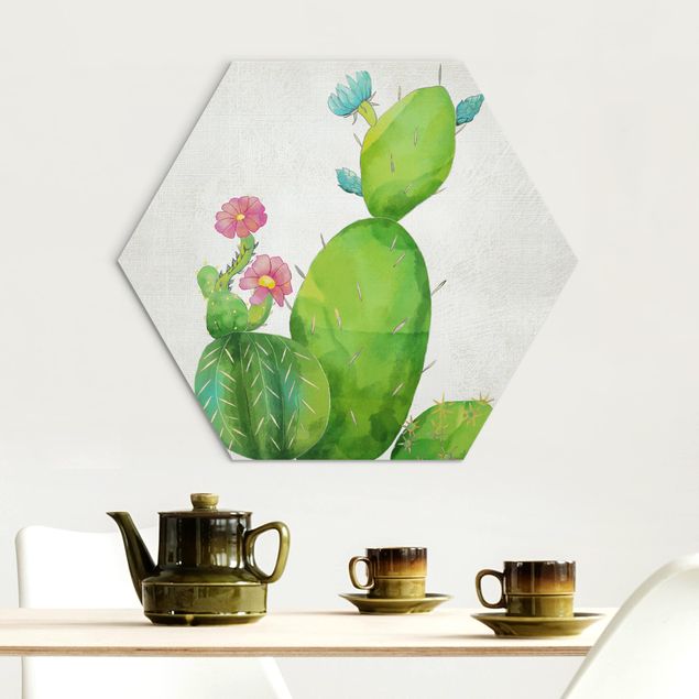 Family canvas art Cactus Family In Pink And Turquoise