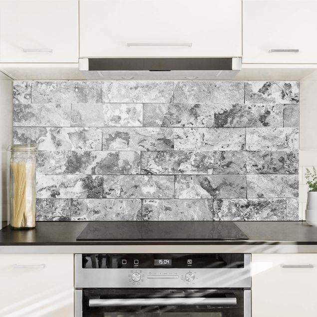 Kitchen Stone Wall Natural Marble Grey