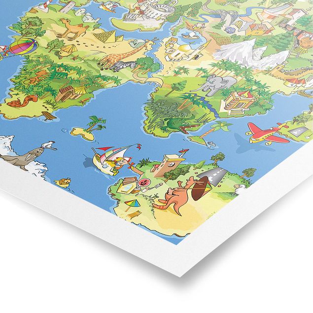 Prints blue Great and Funny Worldmap