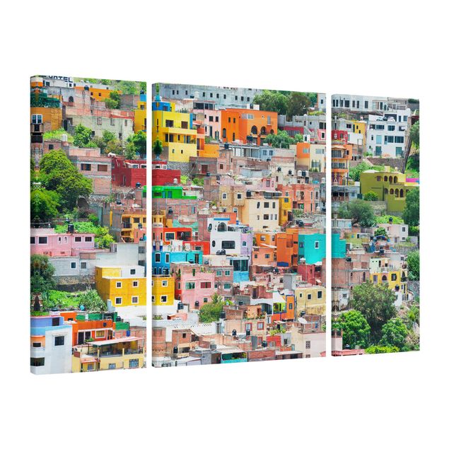 Skyline canvas print Coloured Houses Front Guanajuato
