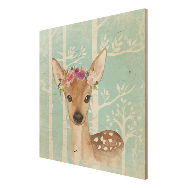 Prints Watercolour Deer Turquoise