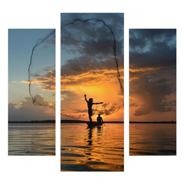 Canvas landscape Fishing Net At Sunset