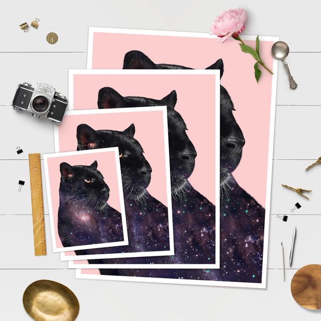 Poster print Panther With Galaxy
