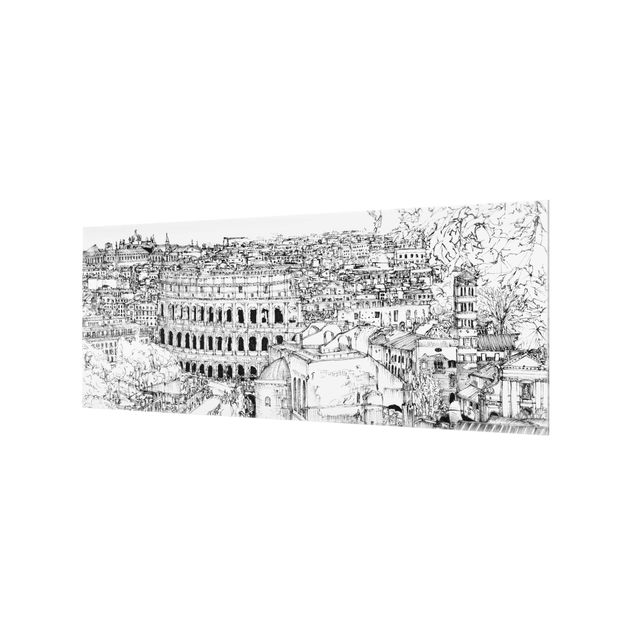 Glass Splashback - City Study - Rome - Panoramic