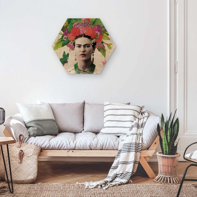Wood prints flower Frida Kahlo - Flower Portrait