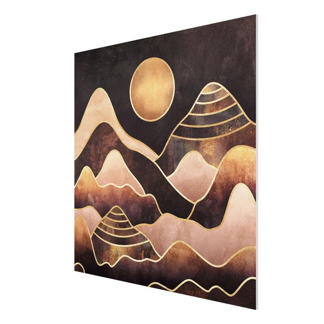 Mountain wall art Golden Sun Abstract Mountains