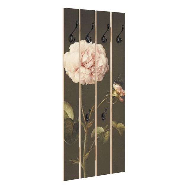 Wall mounted coat rack brown Barbara Regina Dietzsch - French Rose With Bumblbee