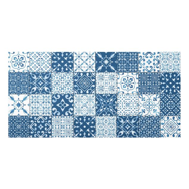 Glass splashback Tile Pattern Mix Blue White