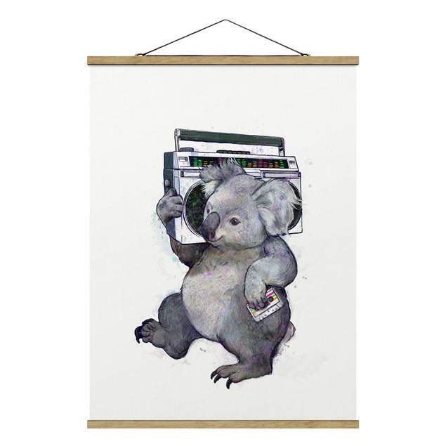 Art posters Illustration Koala With Radio Painting