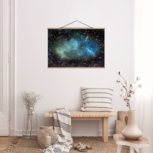 Contemporary art prints Stellar Constellation Map Galactic Nebula