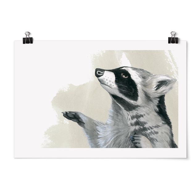 Modern art prints Forest Friends - Raccoon