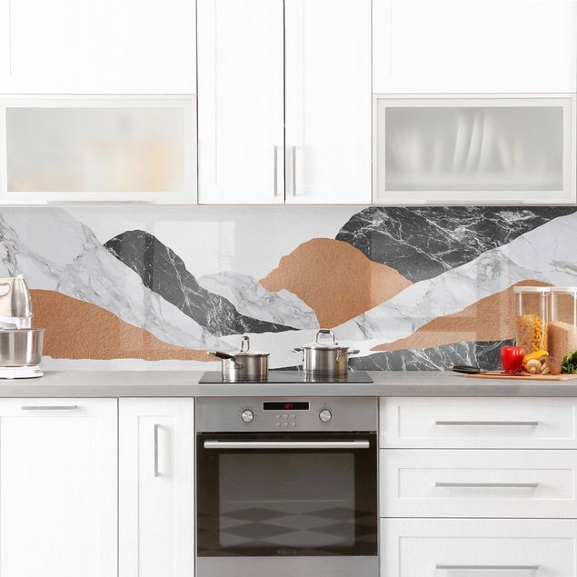 Splashback abstract Landscape In Marble And Copper II