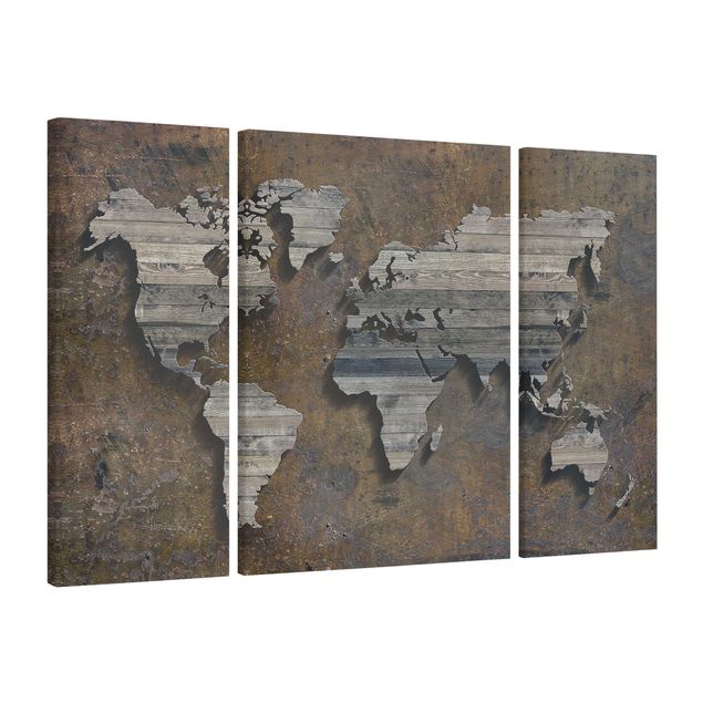 Contemporary art prints Wooden Grid World Map