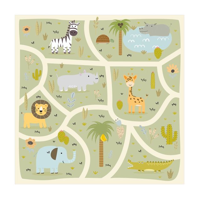 modern area rugs Playoom Mat Safari - So Many Different Animals