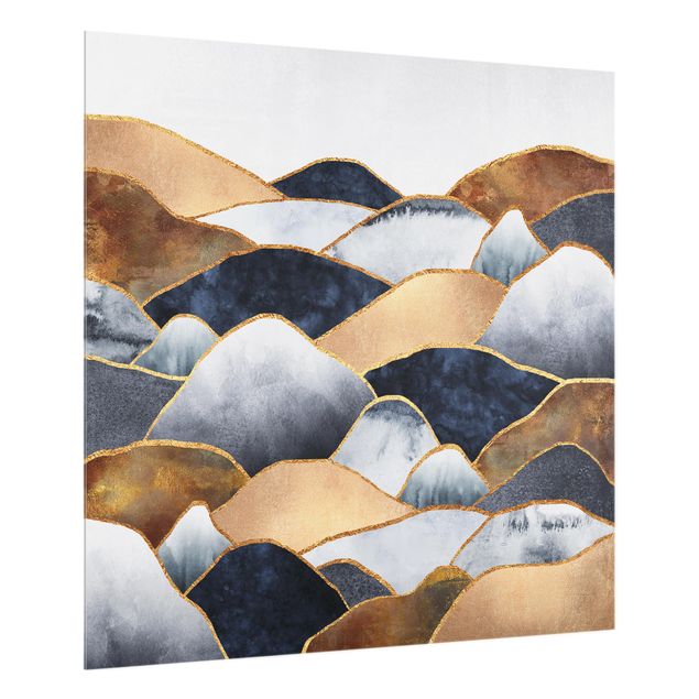 Glass splashback art print Golden Mountains Watercolor