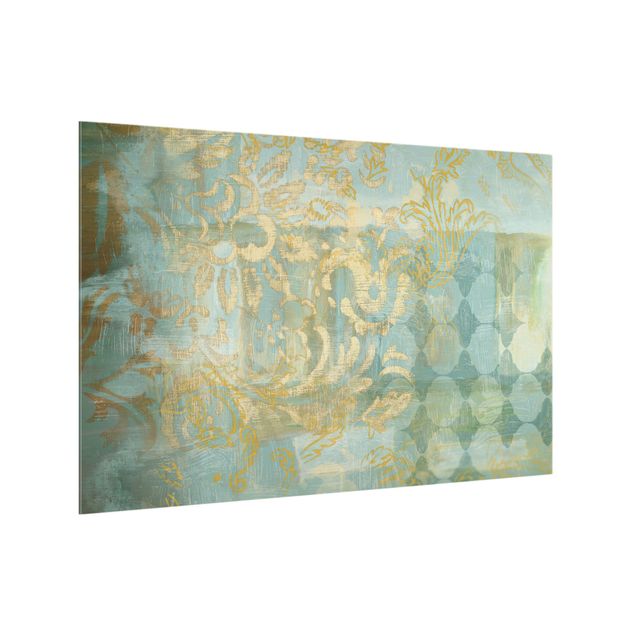 Glass splashback Moroccan Collage In Gold And Turquoise