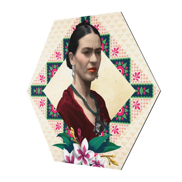 Prints Frida Kahlo - Flowers And Geometry