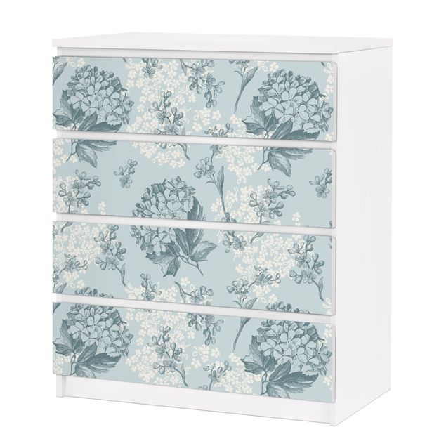 Adhesive films for furniture Hydrangea Pattern In Blue