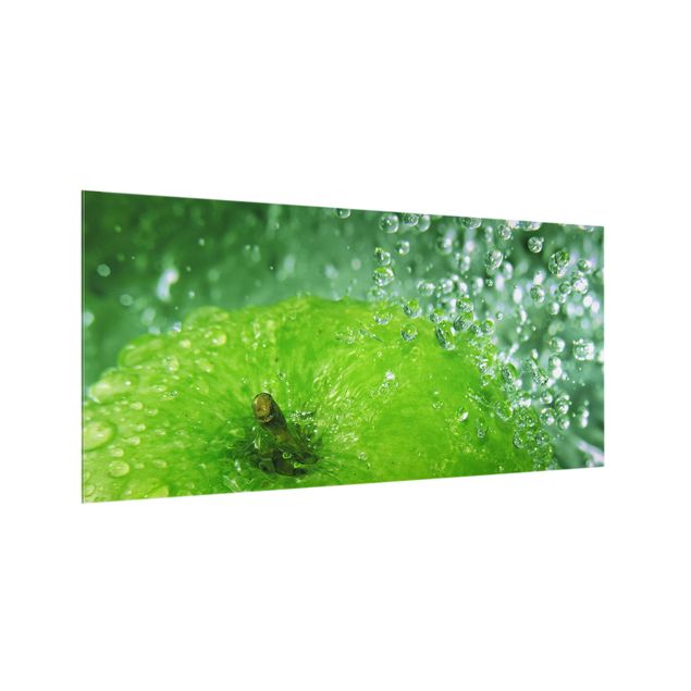Glass splashback kitchen Green Apple